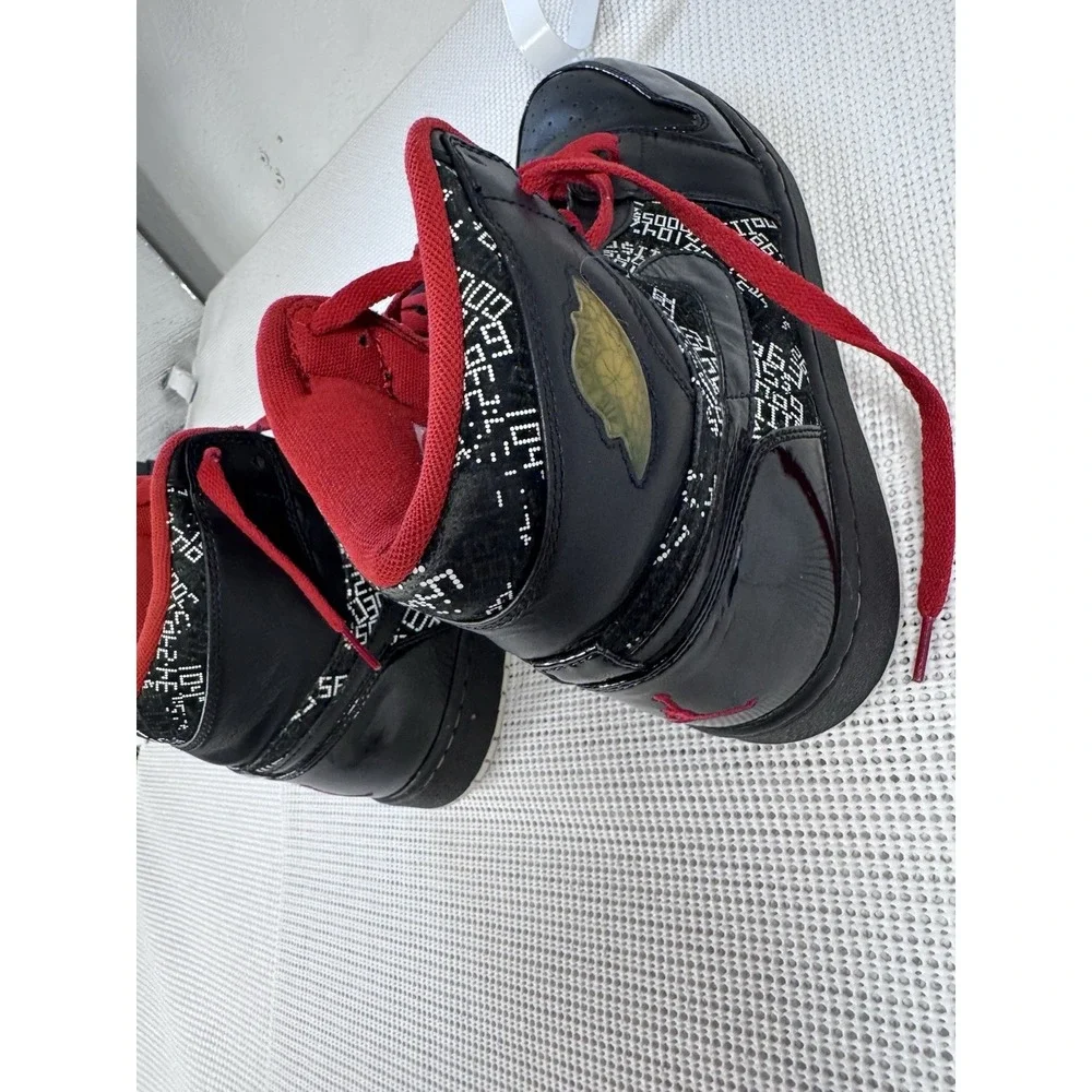 Jordan 1 Phat Mid Black Red Graphic Print Mens Sneakers 374998-012 Size 13